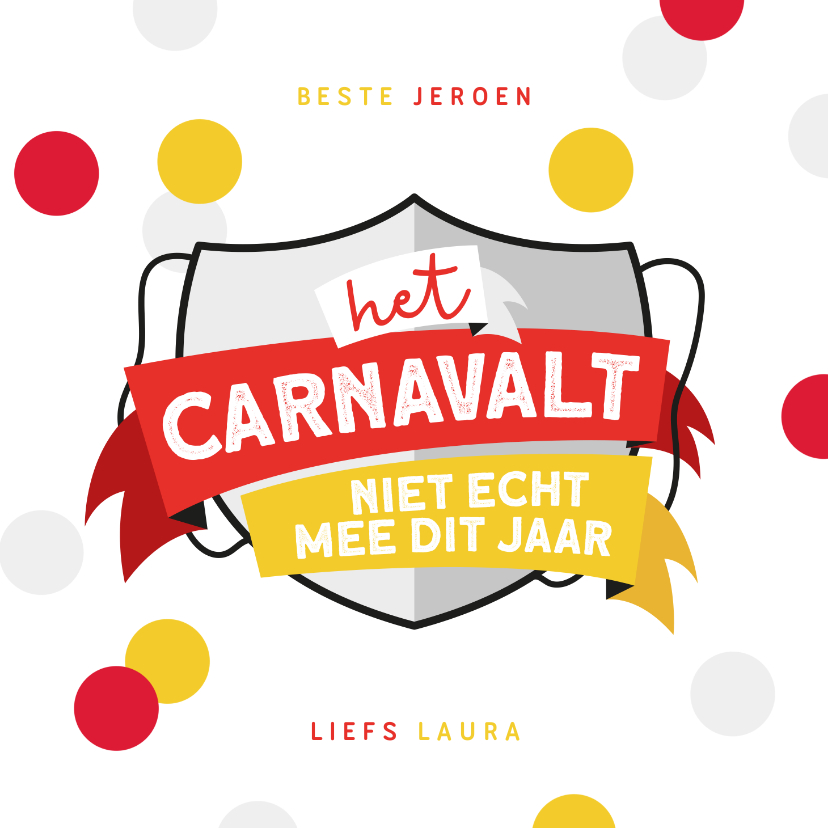Wenskaarten - Carnavalskaart den bosch oeteldonk corona confetti