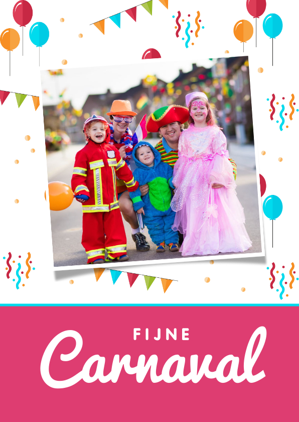 Wenskaarten - Carnavalskaart feestelijk ballonnen confetti foto
