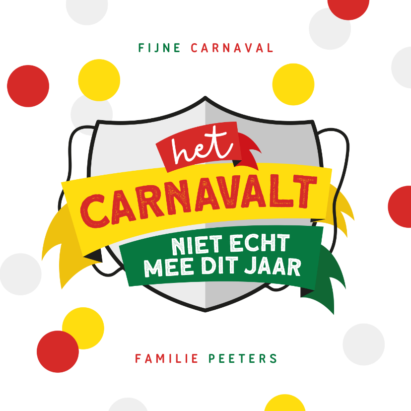 Wenskaarten - Carnavalskaart Maastricht Mestreech corona confetti