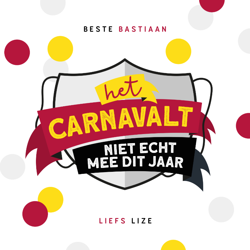 Wenskaarten - Carnavalskaart Nijmegen Knotsenburg corona confetti feestje