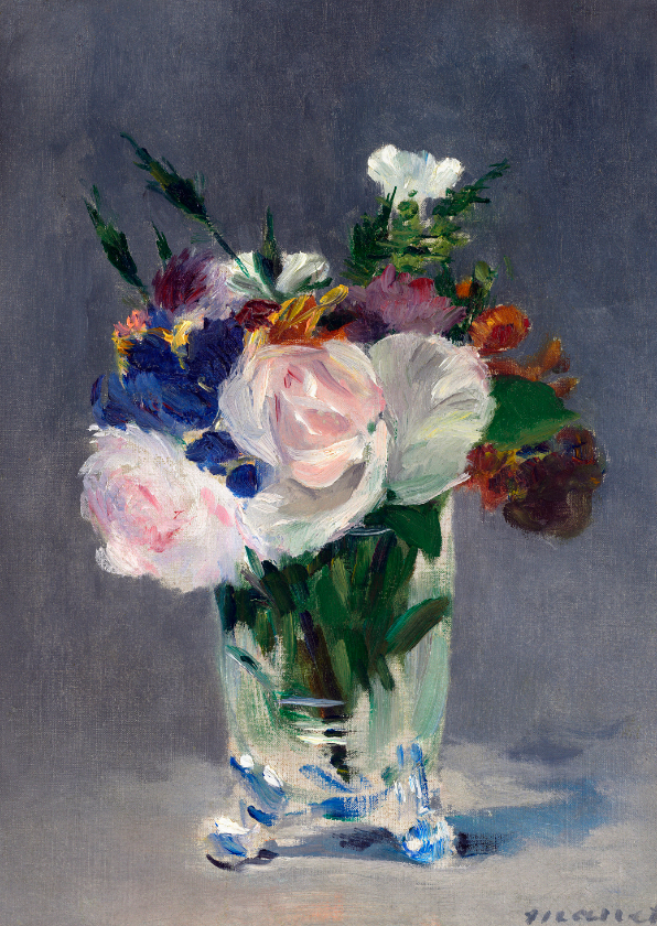 Wenskaarten - Claude Monet. Bloemen in een kristallen vaas