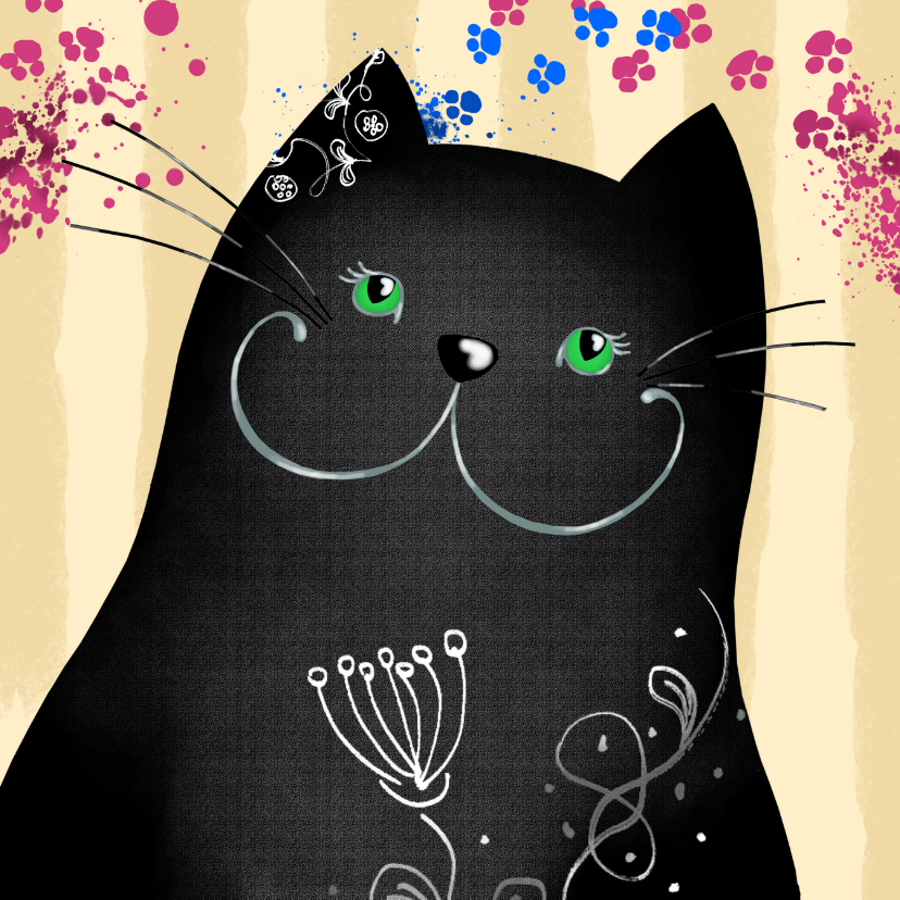 Wenskaarten - Dierenkaart zwarte kat