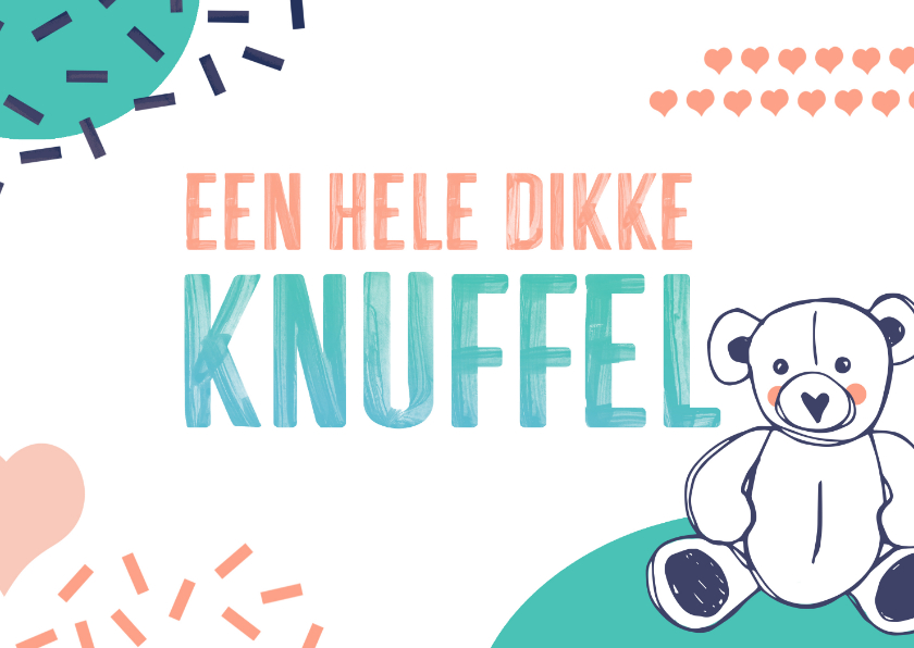 Dikke knuffel beertje en hartjes - Wenskaarten Wenskaarten - Dikke knuffel beertje en hartjes
