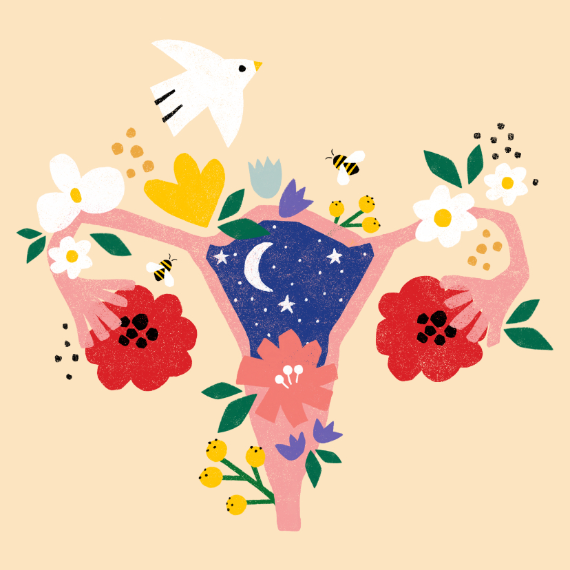 Flower Power Uterus - Wenskaarten Wenskaarten - Flower Power Uterus