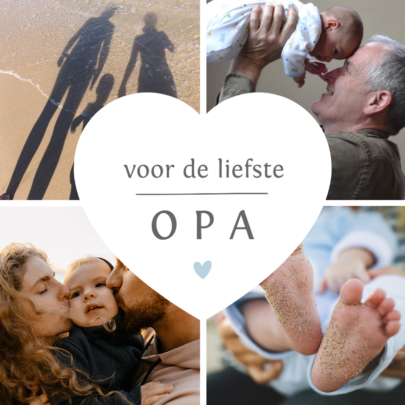 Wenskaarten - Fotocollage met hartje voor de liefste opa of oma