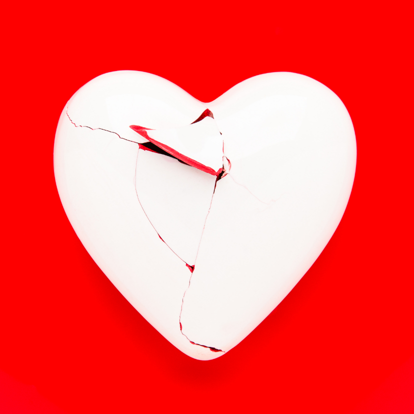Wenskaarten - Gebroken hart - op rood