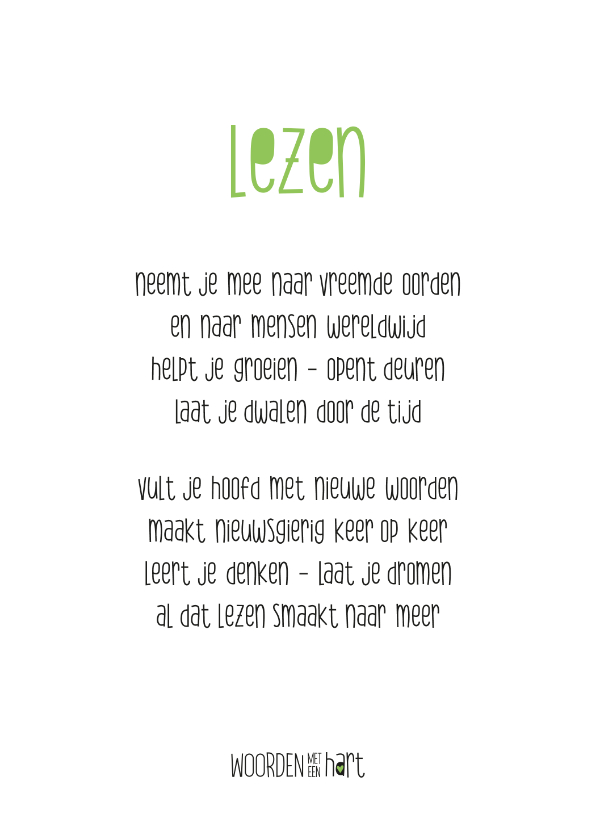 Wenskaarten - Gedicht lezen smaakt naar meer