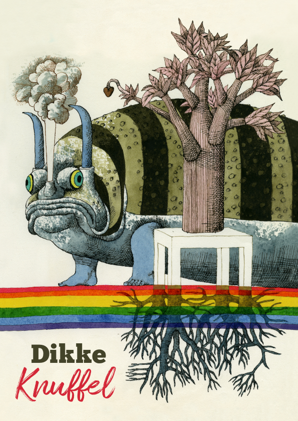 Wenskaarten - Grappige kaart van een draak met een regenboog