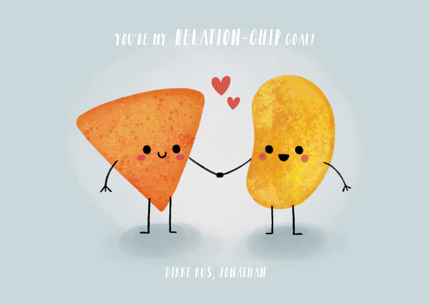 Grappige liefdekaart "relation-chip goals" met chipjes - Wenskaarten Wenskaarten - Grappige liefdekaart "relation-chip goals" met chipjes