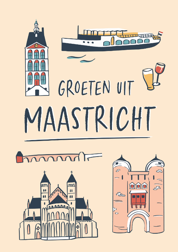 Wenskaarten - Groeten uit Maastricht gebouwen 