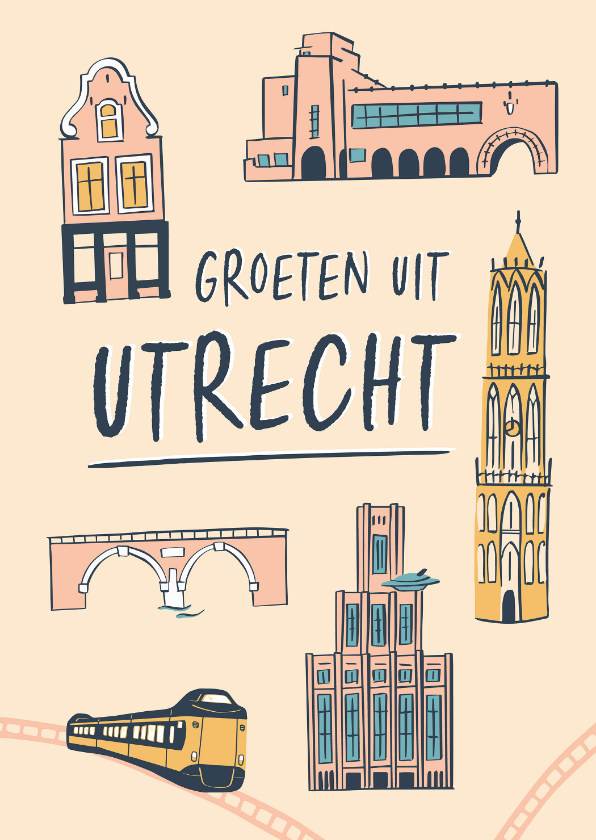 Wenskaarten - Groeten uit Utrecht gebouwen