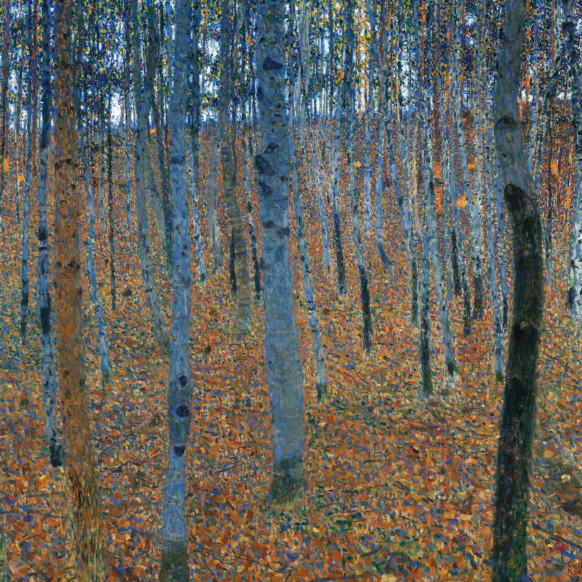 Wenskaarten - Gustav Klimt. Bos met berkenbomen