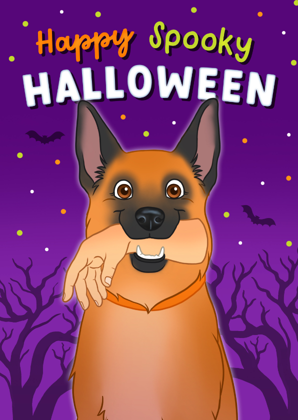 Wenskaarten - Halloween kaart grappige hond