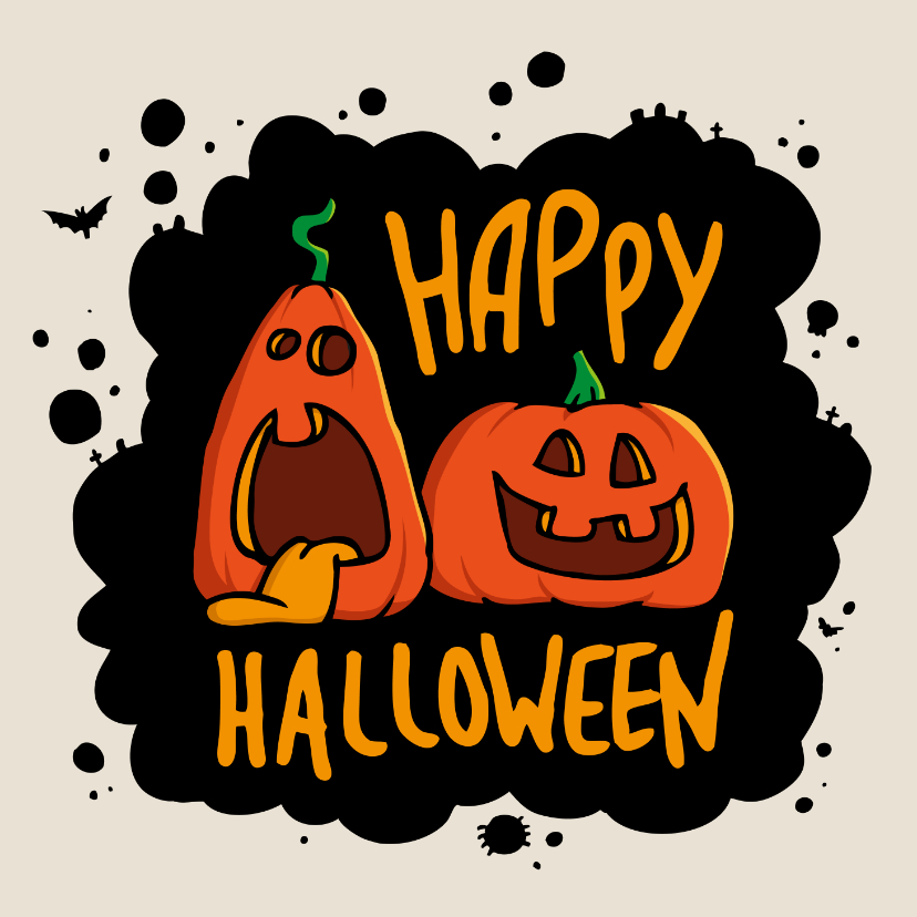 Wenskaarten - Happy Halloween grappige pompoenen