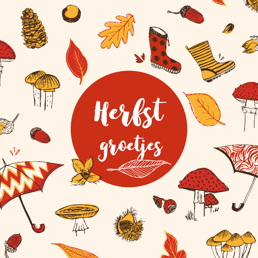 Wenskaarten - Herfstkaart met groetjes 