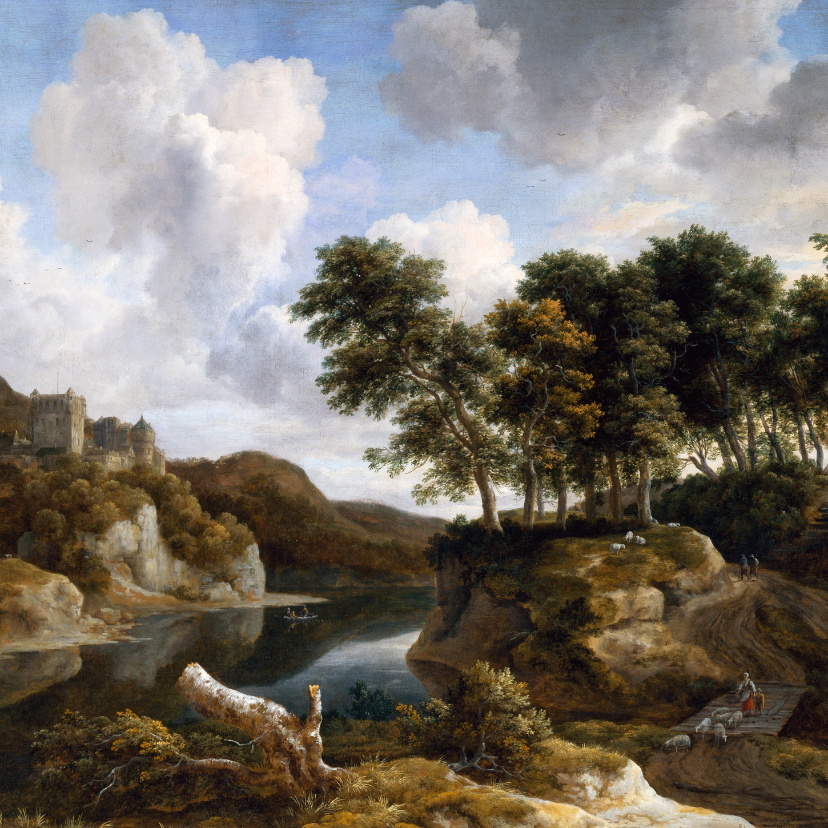 Jacob van Ruisdael. Rivierlandschap - Wenskaarten Wenskaarten - Jacob van Ruisdael. Rivierlandschap