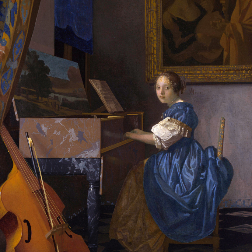 Johannes Vermeer. Zittende Klavecimbelspeelster - Wenskaarten Wenskaarten - Johannes Vermeer. Zittende Klavecimbelspeelster