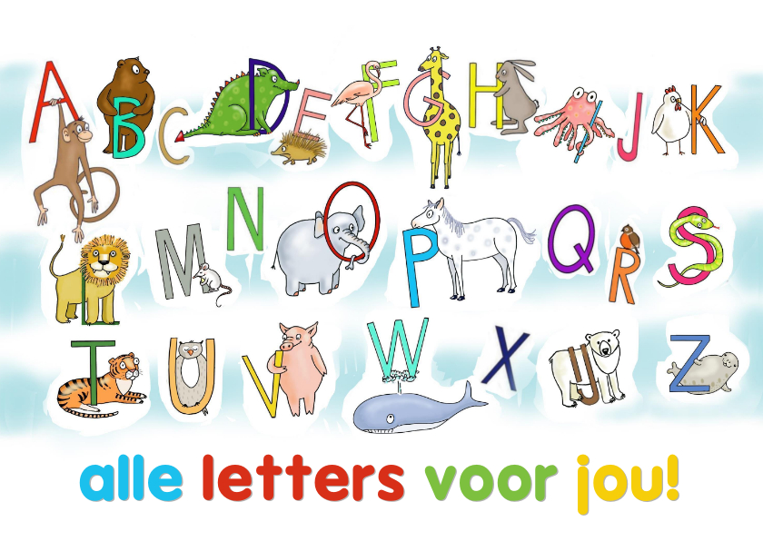 Wenskaarten - Kinderkaart alle letters van het alfabet