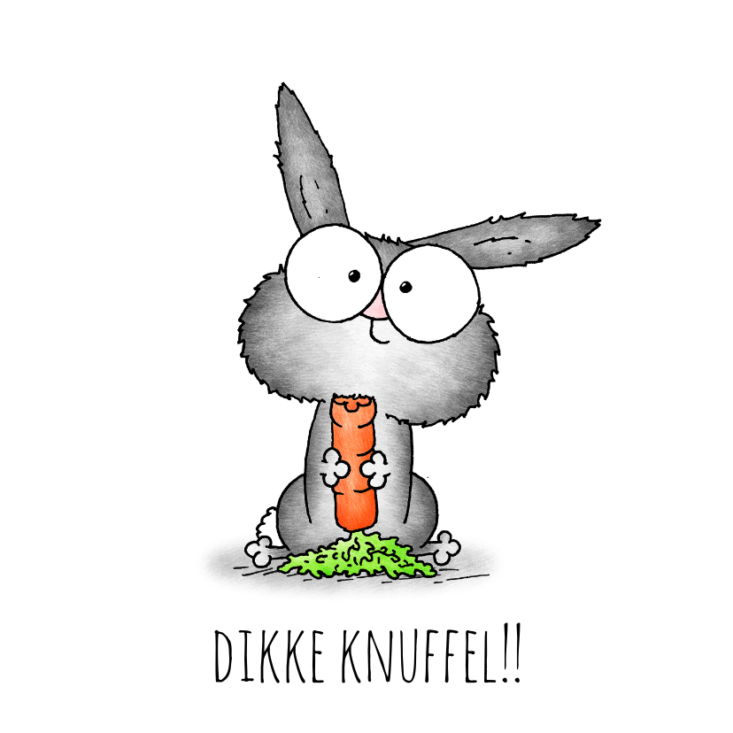 Wenskaarten - Kinderkaart lief konijntje - Dikke knuffel!