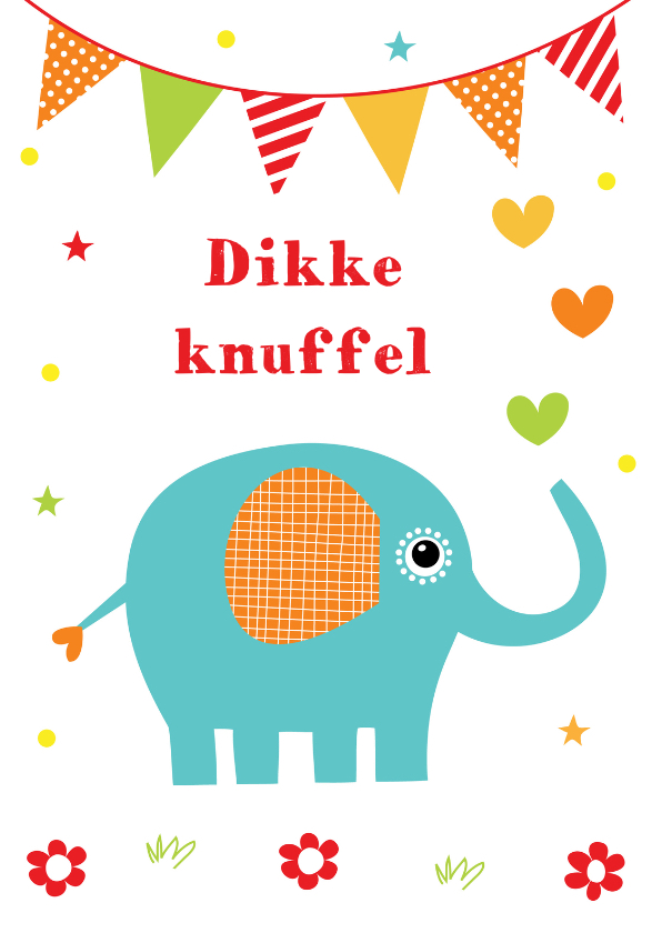 Wenskaarten - Kinderkaart olifant slinger