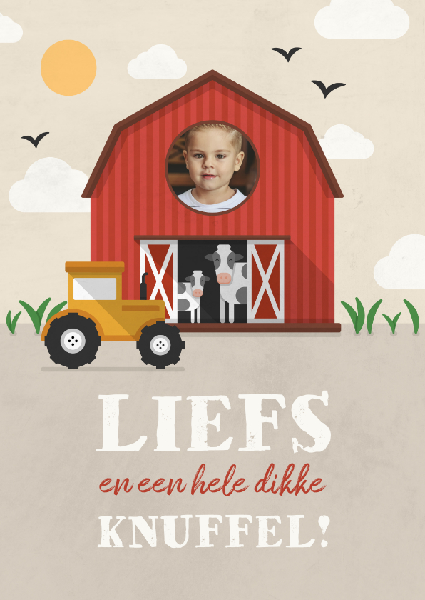 Wenskaarten - Kinderkaartje boerderij thema met foto