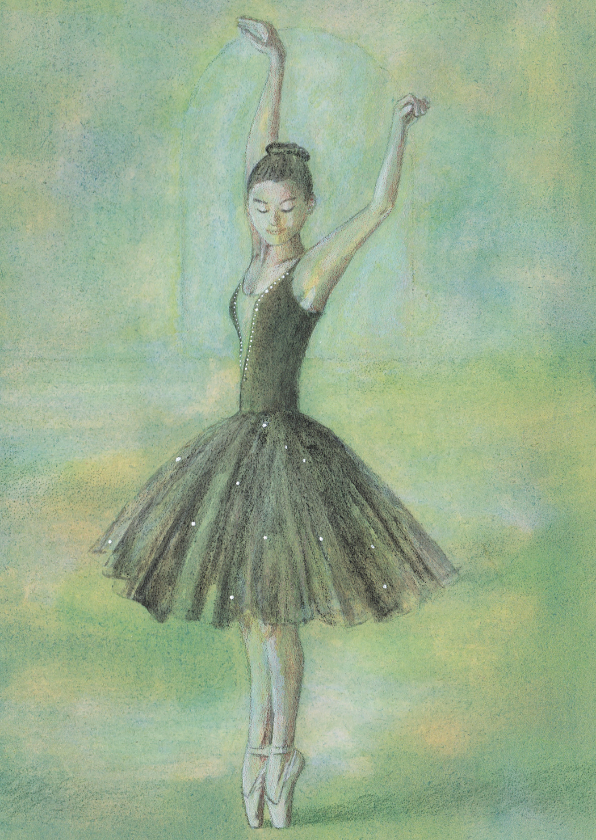 Wenskaarten - Kunstkaart ballerina sfeervol in acryl