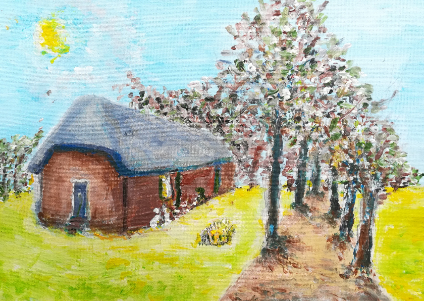 Wenskaarten - Kunstkaart boerderij