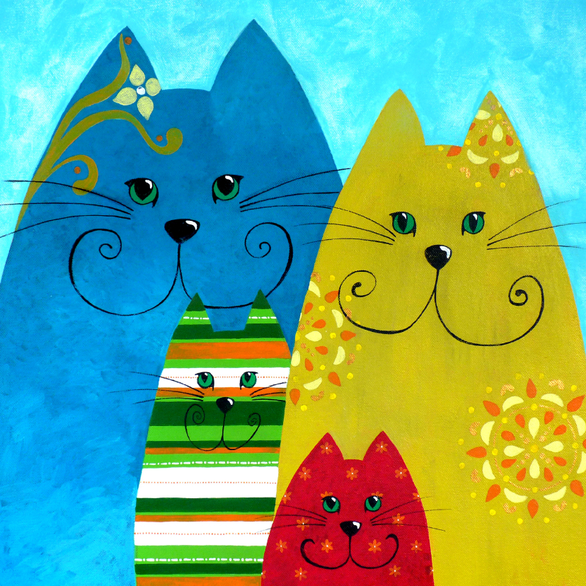 Kunstkaart - Eigenwijze katten - Wenskaarten Wenskaarten - Kunstkaart - Eigenwijze katten
