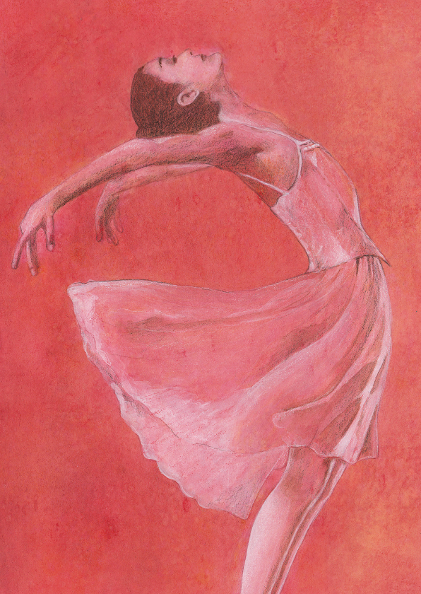 Wenskaarten - Kunstkaart sierlijke ballerina in acryl