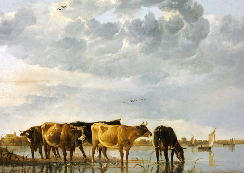 Wenskaarten - Kunstkaart van Aelbert Cuyp. Koeien in een rivier