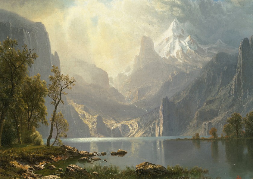Kunstkaart van Albert Bierstadt. Meer in de bergen - Wenskaarten Wenskaarten - Kunstkaart van Albert Bierstadt. Meer in de bergen