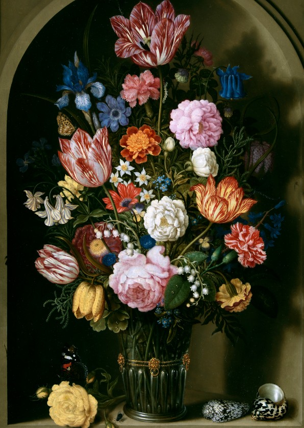 Wenskaarten - Kunstkaart van Bosschaert. Boeket bloemen