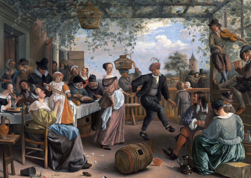 Kunstkaart van Jan Steen. Het dansende stel - Wenskaarten Wenskaarten - Kunstkaart van Jan Steen. Het dansende stel
