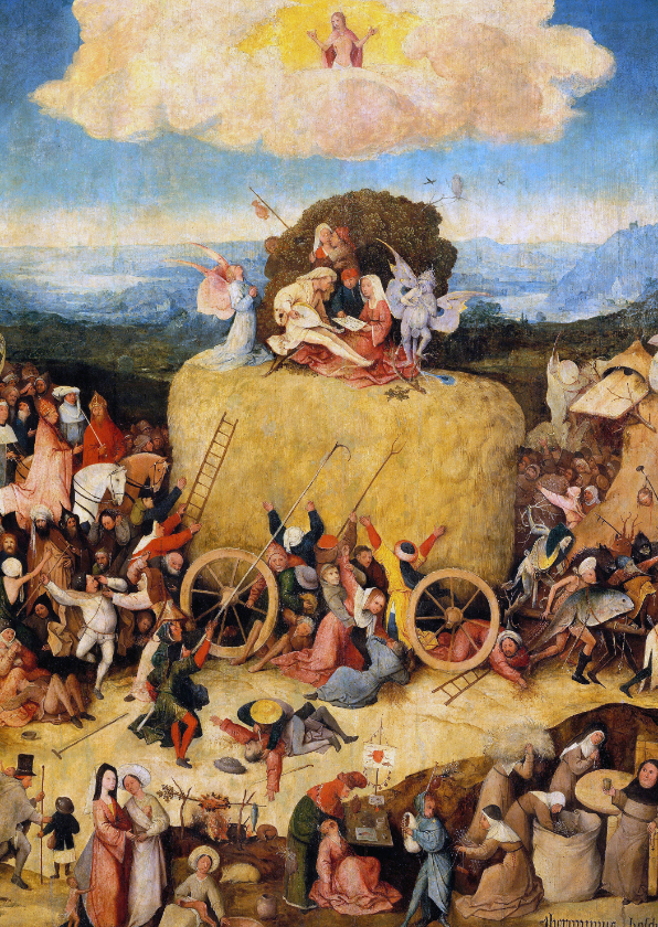 Kunstkaart van Jeroen Bosch. De Hooiwagen - Wenskaarten Wenskaarten - Kunstkaart van Jeroen Bosch. De Hooiwagen