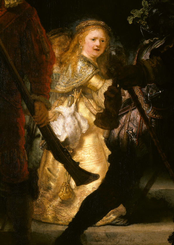 Wenskaarten - Kunstkaart van Rembrandt van Rijn. De nachtwacht (detail)