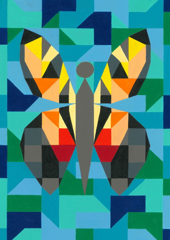 Kunstkaart - Vlinder blauw - Wenskaarten Wenskaarten - Kunstkaart - Vlinder blauw