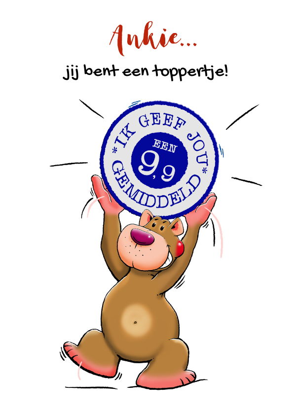 Wenskaarten - Leuke vriendschap kaart met beertje en stempel 9,5