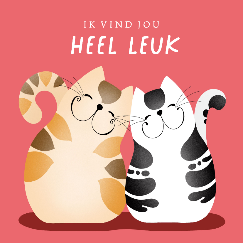 Wenskaarten - Liefde en vriendschap - twee katten knuffelen