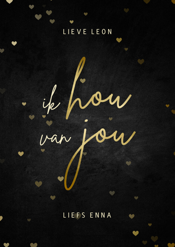Liefde kaart ik hou van jou krijtbord met goud - Wenskaarten Wenskaarten - Liefde kaart ik hou van jou krijtbord met goud