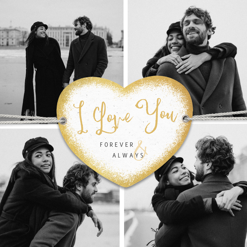 Liefdekaart I love you fotocollage persoonlijk hartje - Wenskaarten Wenskaarten - Liefdekaart I love you fotocollage persoonlijk hartje