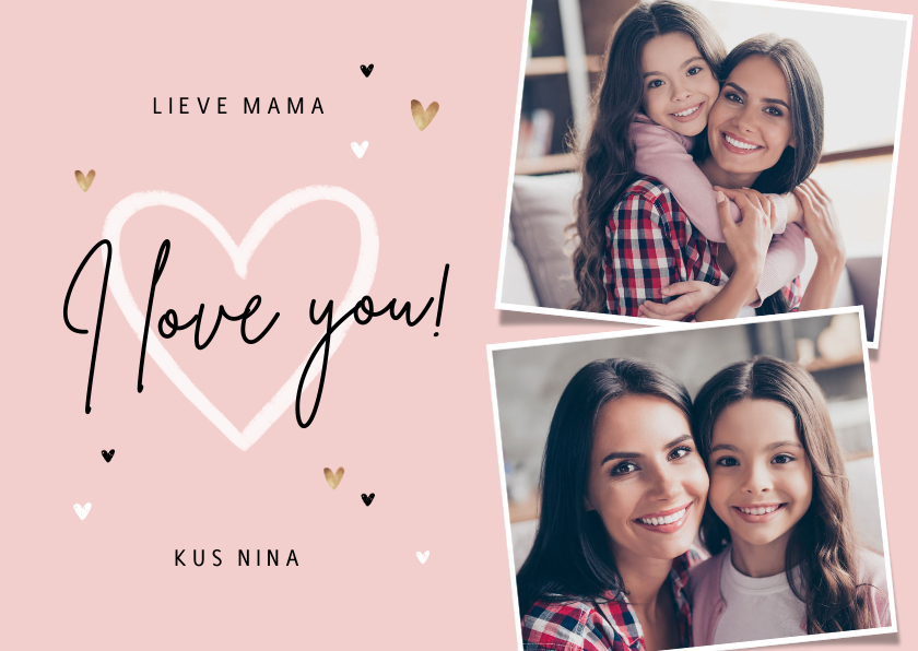 Liefdekaart persoonlijk foto's hartjes mama oma - Wenskaarten Wenskaarten - Liefdekaart persoonlijk foto's hartjes mama oma