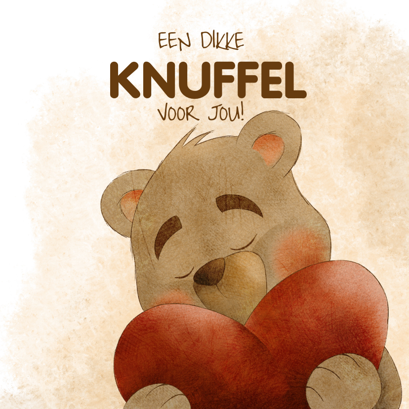 Wenskaarten - Liefdevolle wenskaart met een dikke papieren knuffel