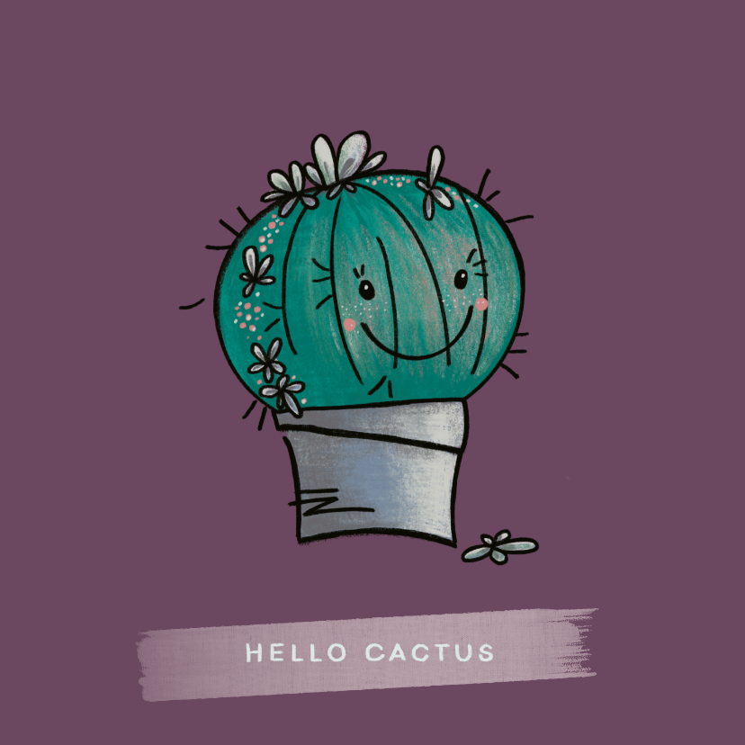 Wenskaarten - Lieve vriendschapskaart met een blije cactus in een pot