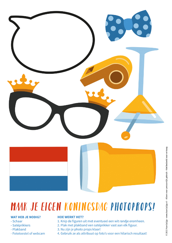 Maak je eigen feestje op Koningsdag met photo props - Wenskaarten Wenskaarten - Maak je eigen feestje op Koningsdag met photo props