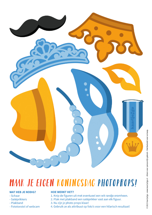 Maak je eigen Koningsdag feestje met photo props - Wenskaarten Wenskaarten - Maak je eigen Koningsdag feestje met photo props