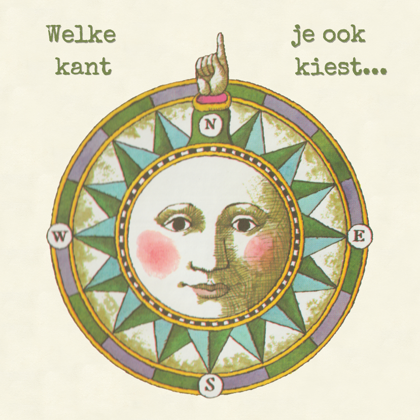Motiverende wenskaart van een zon en een maan - Wenskaarten Wenskaarten - Motiverende wenskaart van een zon en een maan