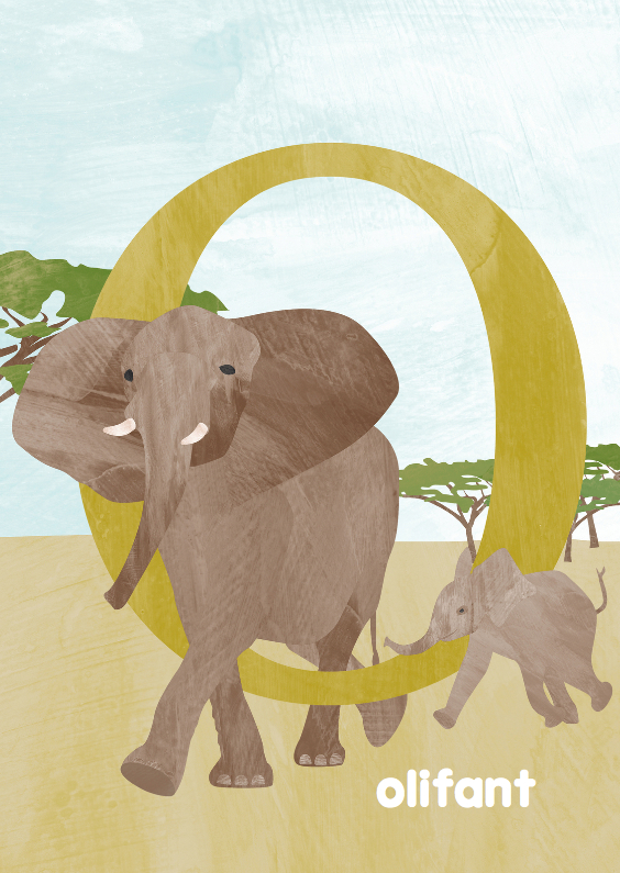 O van olifant - Wenskaarten Wenskaarten - O van olifant