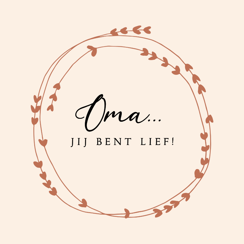 Wenskaarten - Oma is lief zalmroze