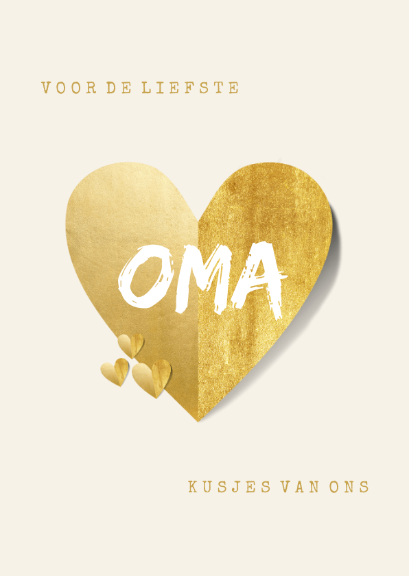 Wenskaarten - Oma kaart liefste met gouden hart