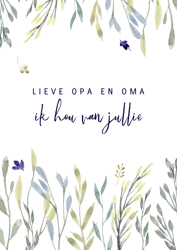 Opa en oma kaart twijgjes - Wenskaarten Wenskaarten - Opa en oma kaart twijgjes